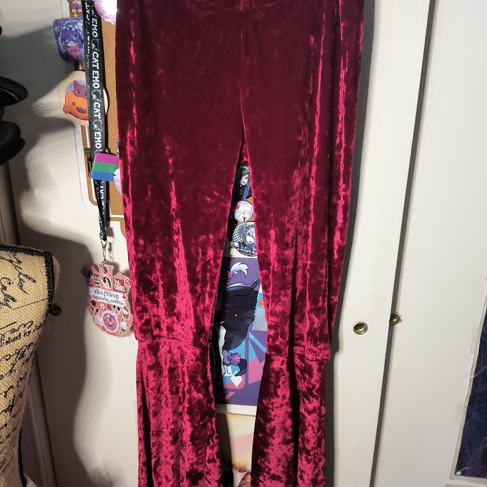 Goth Red Velvet Flare Pants
